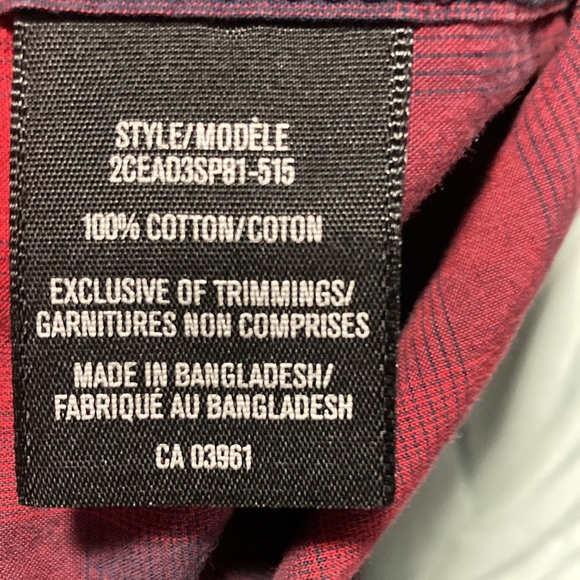 DH3 modern black and red snap up long sleeve shirt - Picture 4 of 4